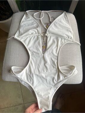 No Boundaries White Cutout One-Piece Swimsuit